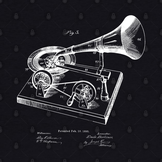 Vintage Gramophone Awesome Gift Patent Invention by MadebyDesign
